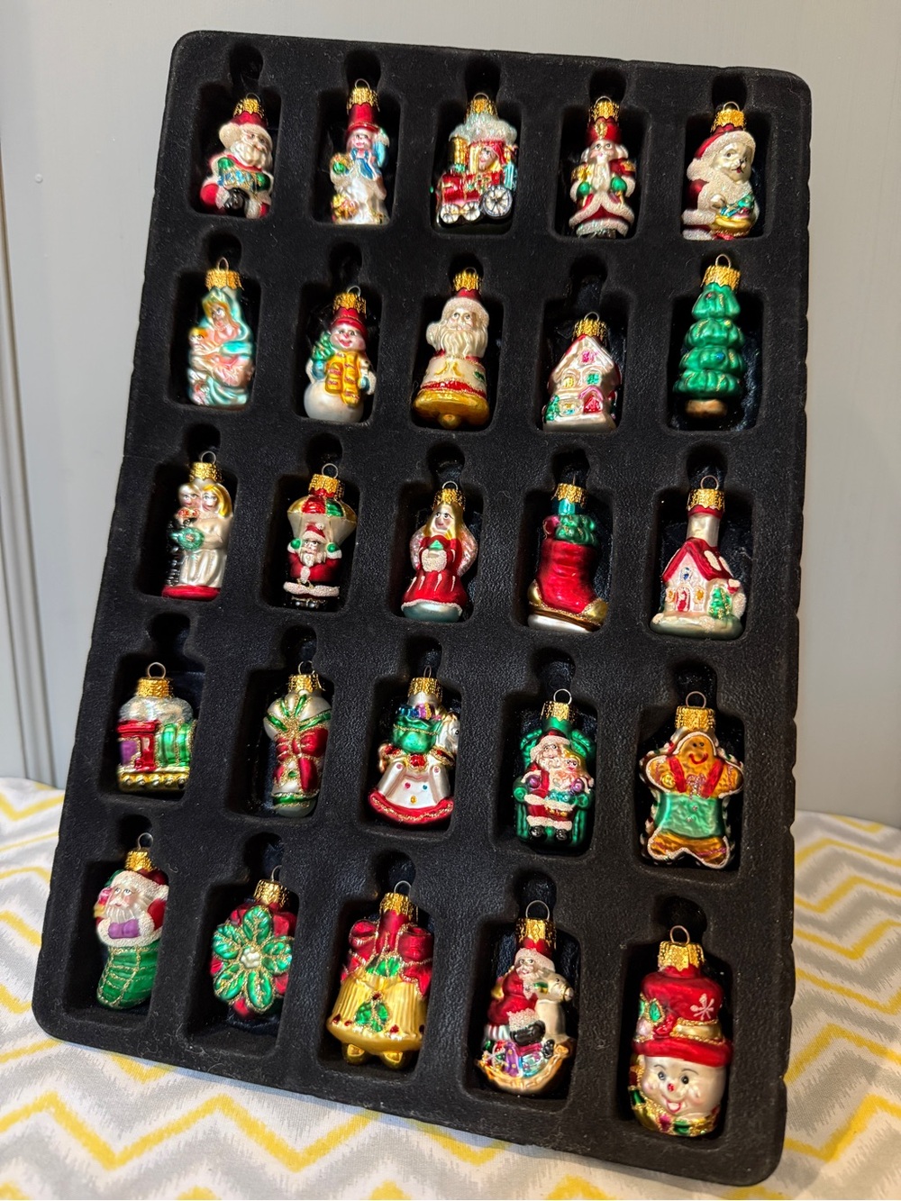 Vintage Christmas Ornaments Set Hand Painted Glass 25 Pieces